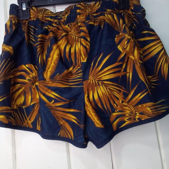 H & M Shorts Women S Mesh Liner Running Drawstring Tropical Blue Brown - Picture 12 of 14